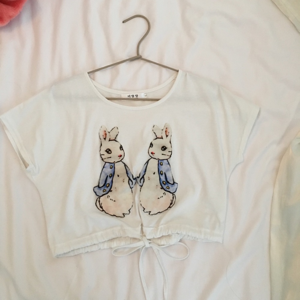 Croppped drawstring Bunny Top